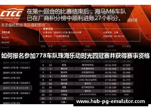如何报名参加778车队珠海乐动时光四冠赛并获得赛事资格